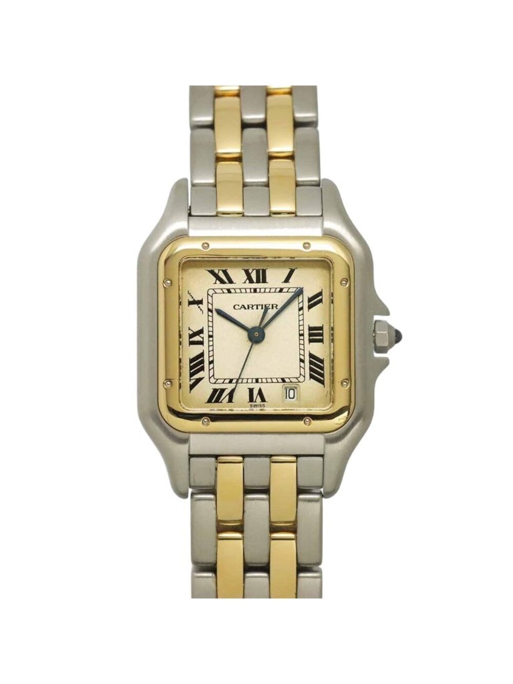 Cartier Panthere MM 2 Row Date Boys' Watch Ivory YG Quartz